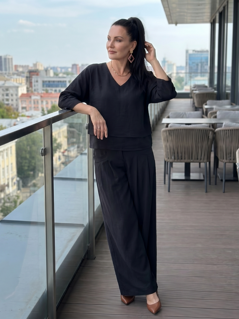 Greta™ | Layered Top Wide Leg Set