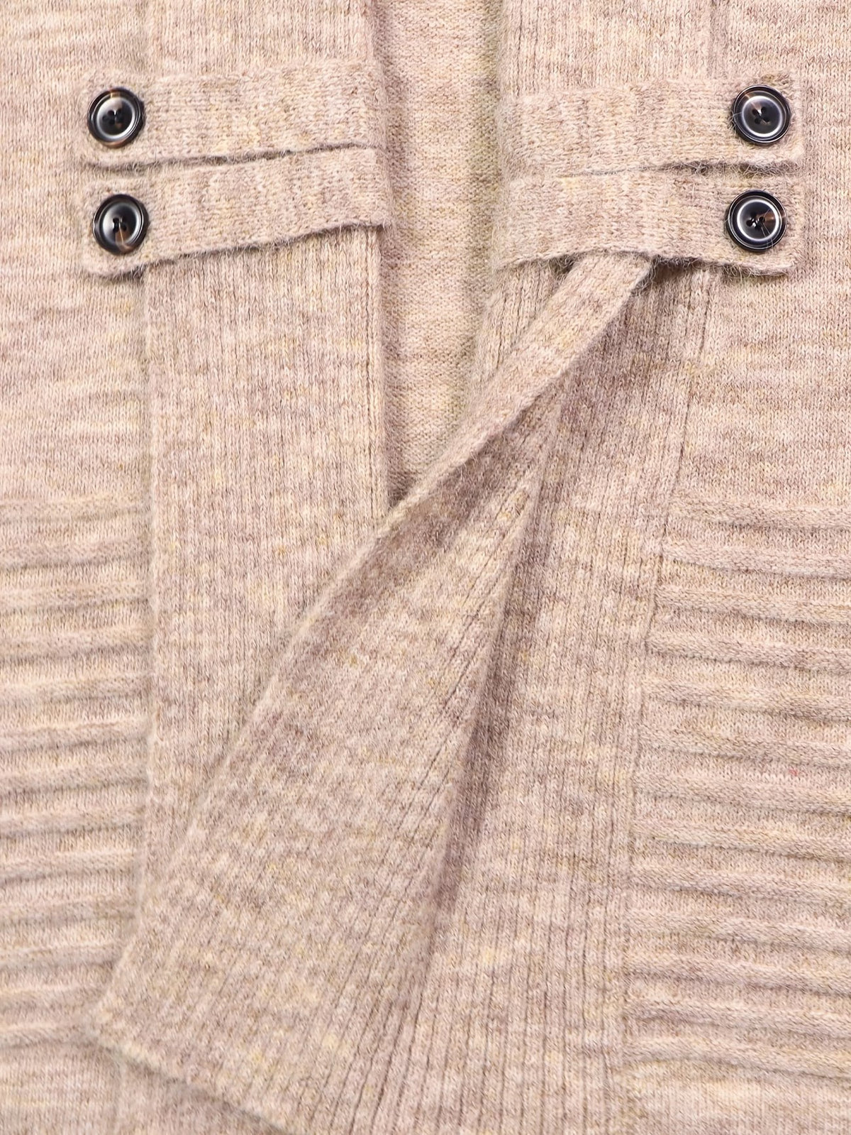 Harlow™ | Oatmeal Ribbed Knit Button-Tab Cardigan