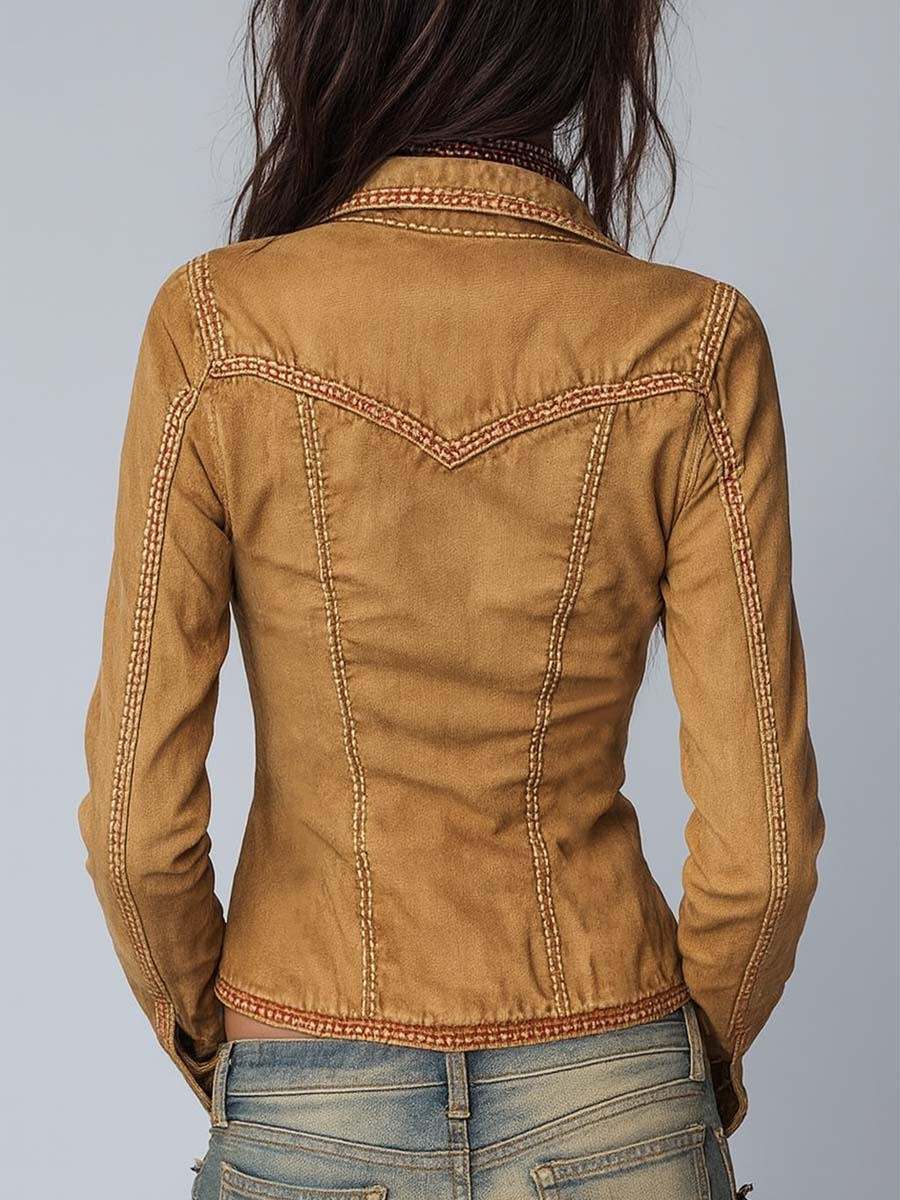 Jovaine™ | Slim-Fit Vintage-Style Washed Jacket