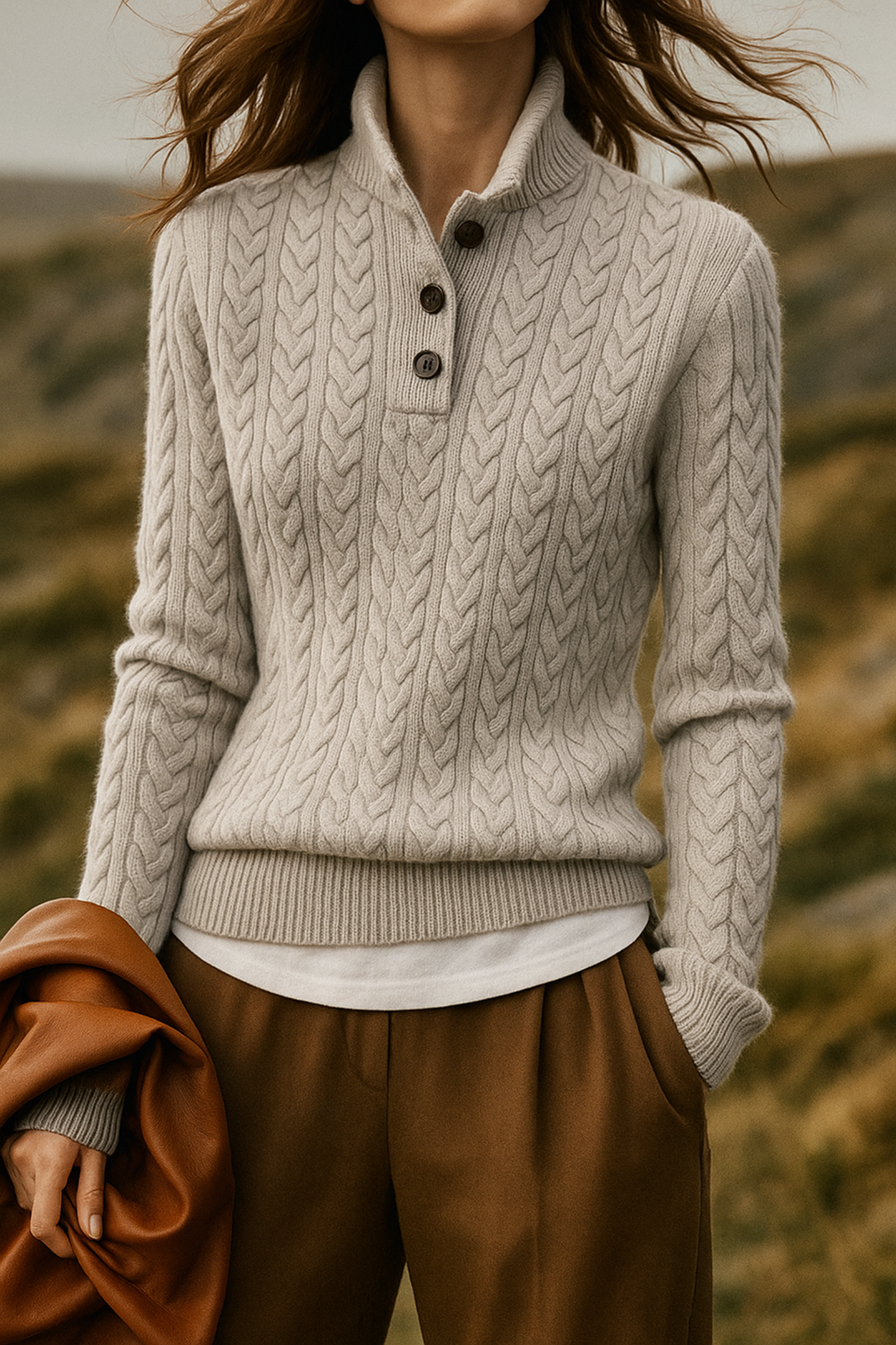 Women's Textured Cable Knit Sweater