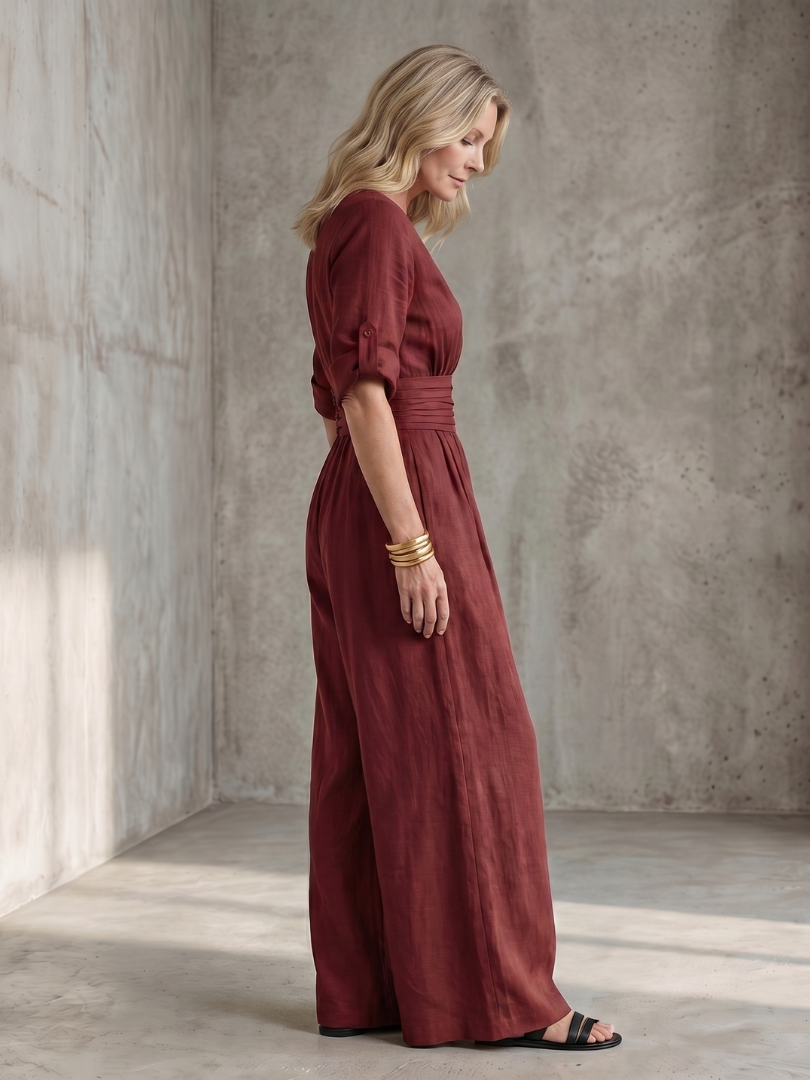 Birelle™ | Cross Front Wide Leg Jumpsuit