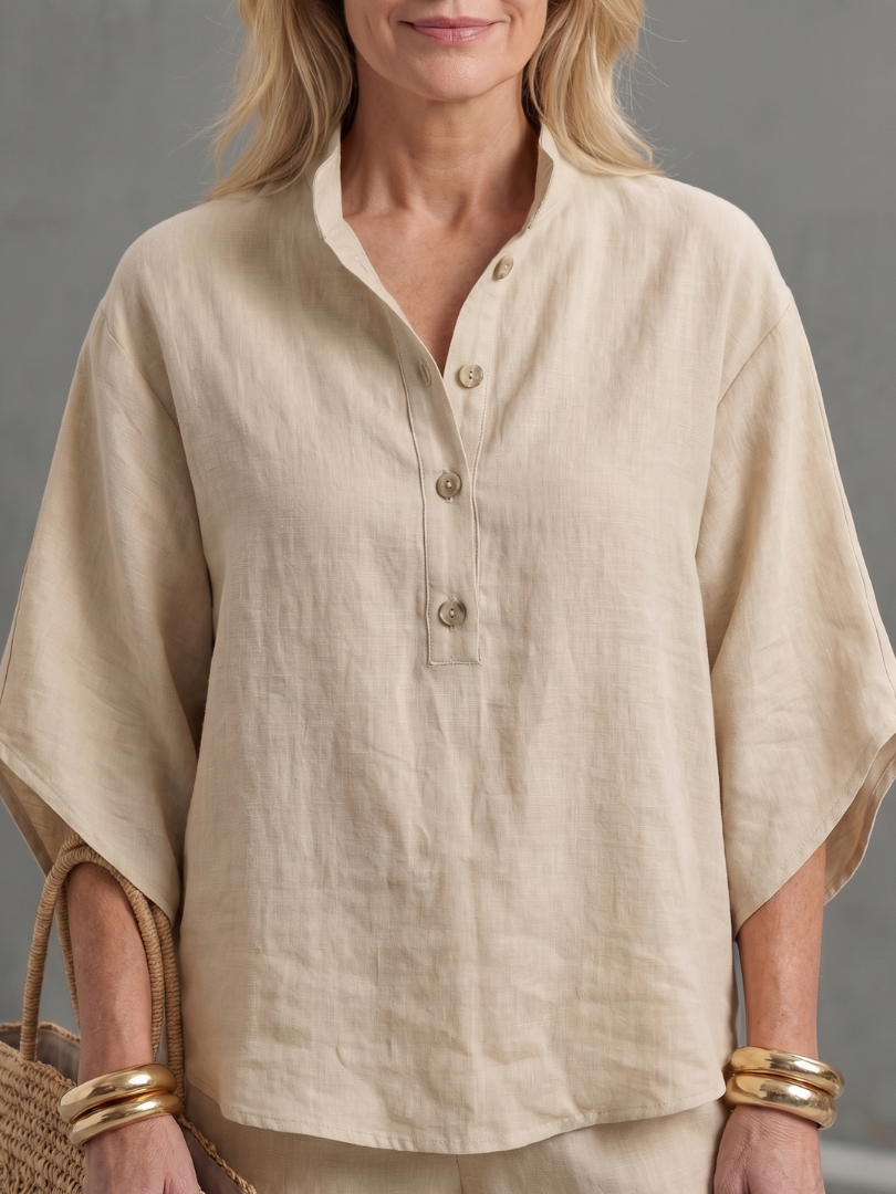 Levanne™ | Button Front Relaxed Tunic Trouser Set