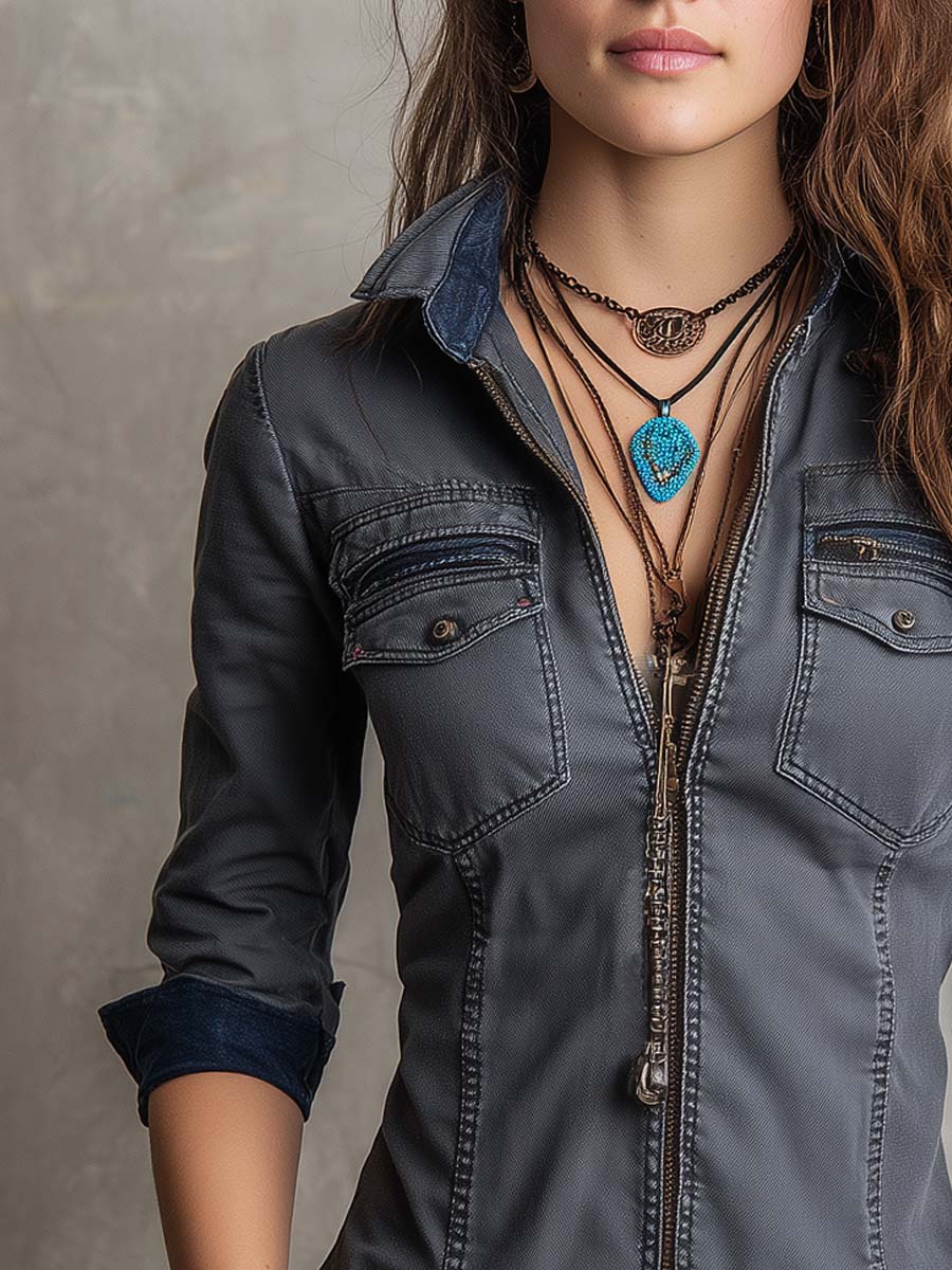 Crestwood™ | Vintage Washed Zip-Up Long-Sleeve Shirt