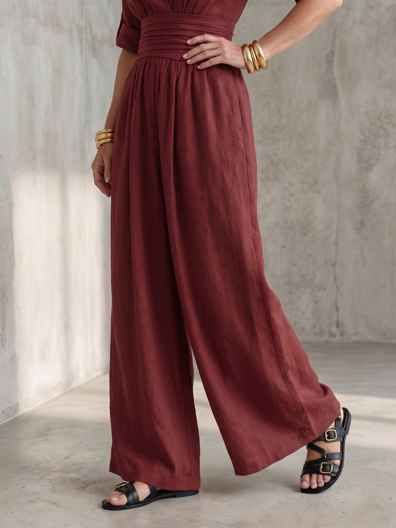 Birelle™ | Cross Front Wide Leg Jumpsuit