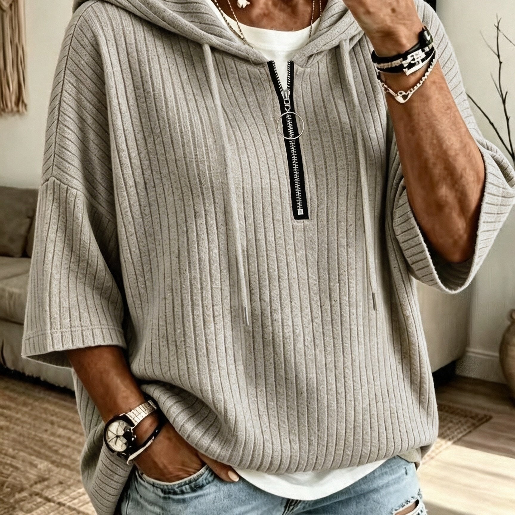 Moxie™ | Ribbed Hoodie with Zipper
