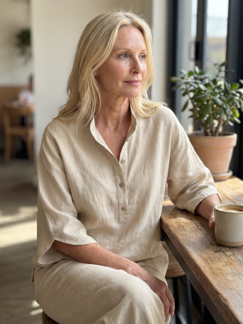 Levanne™ | Button Front Relaxed Tunic Trouser Set