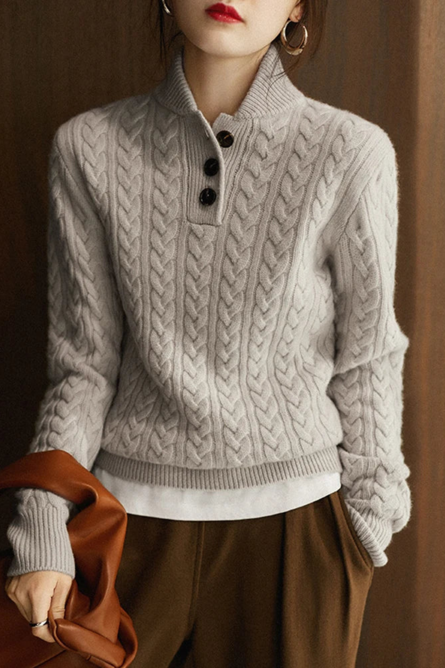 Women's Textured Cable Knit Sweater