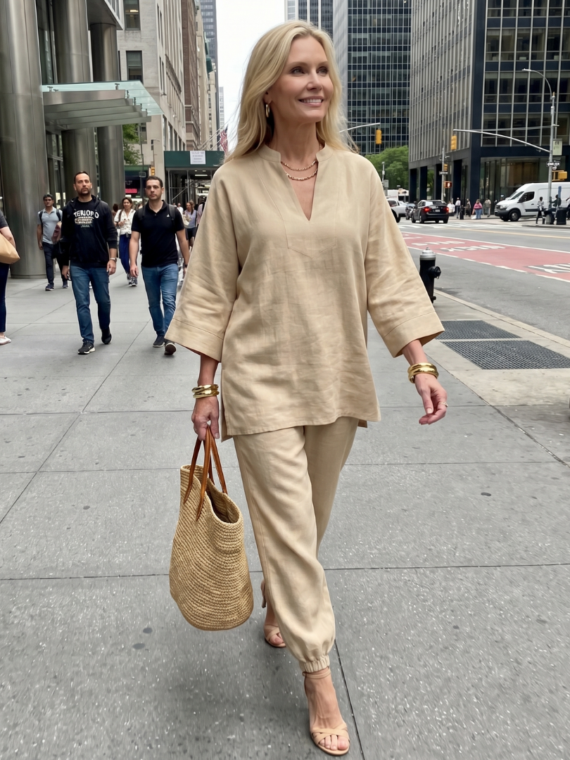 Oriana™ | V Neck Tunic & Gathered Trouser Set
