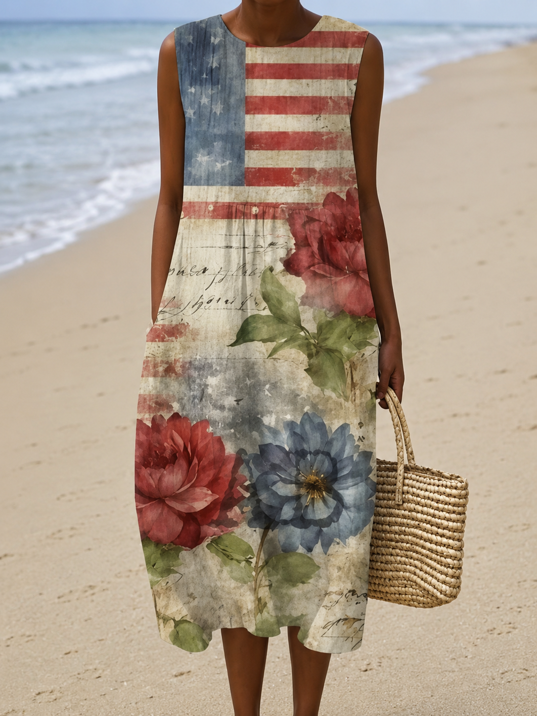 Americana™ | Women's Sleeveless Printed Midi Casual Dress