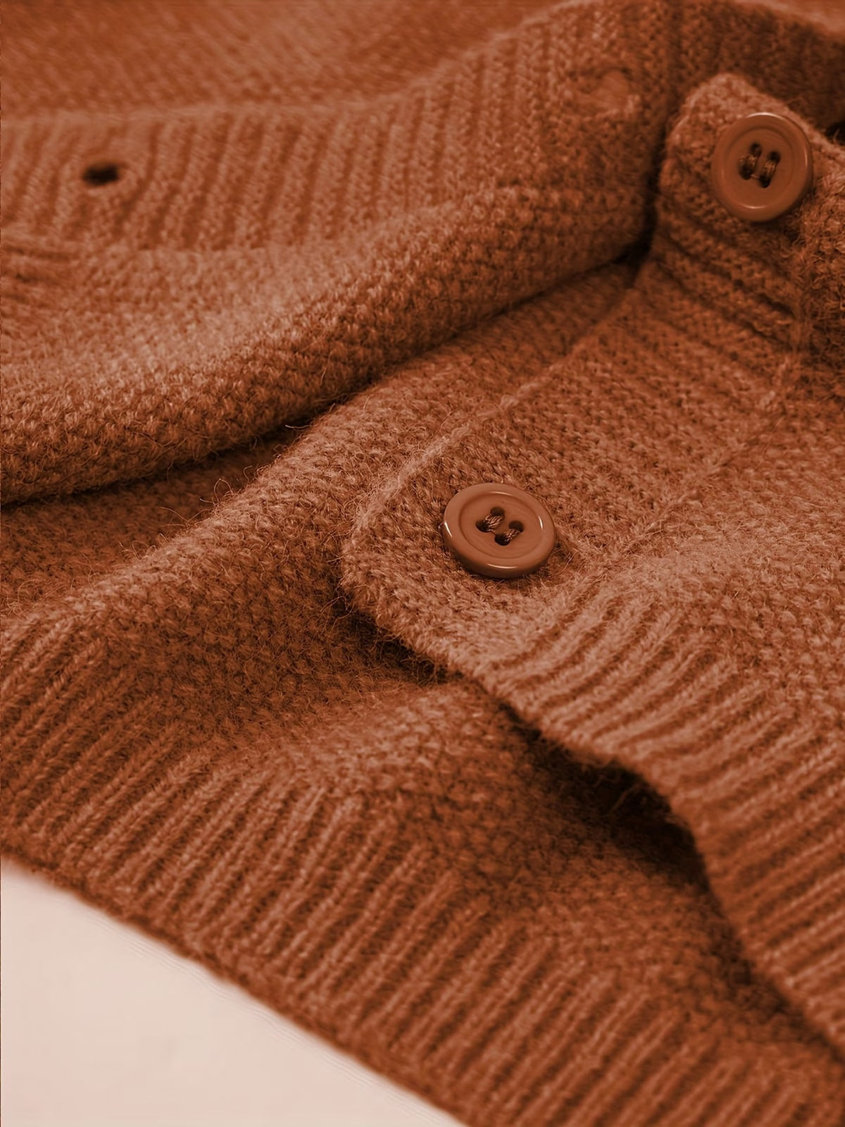 Hester | Rust Popcorn-Knit Cardigan