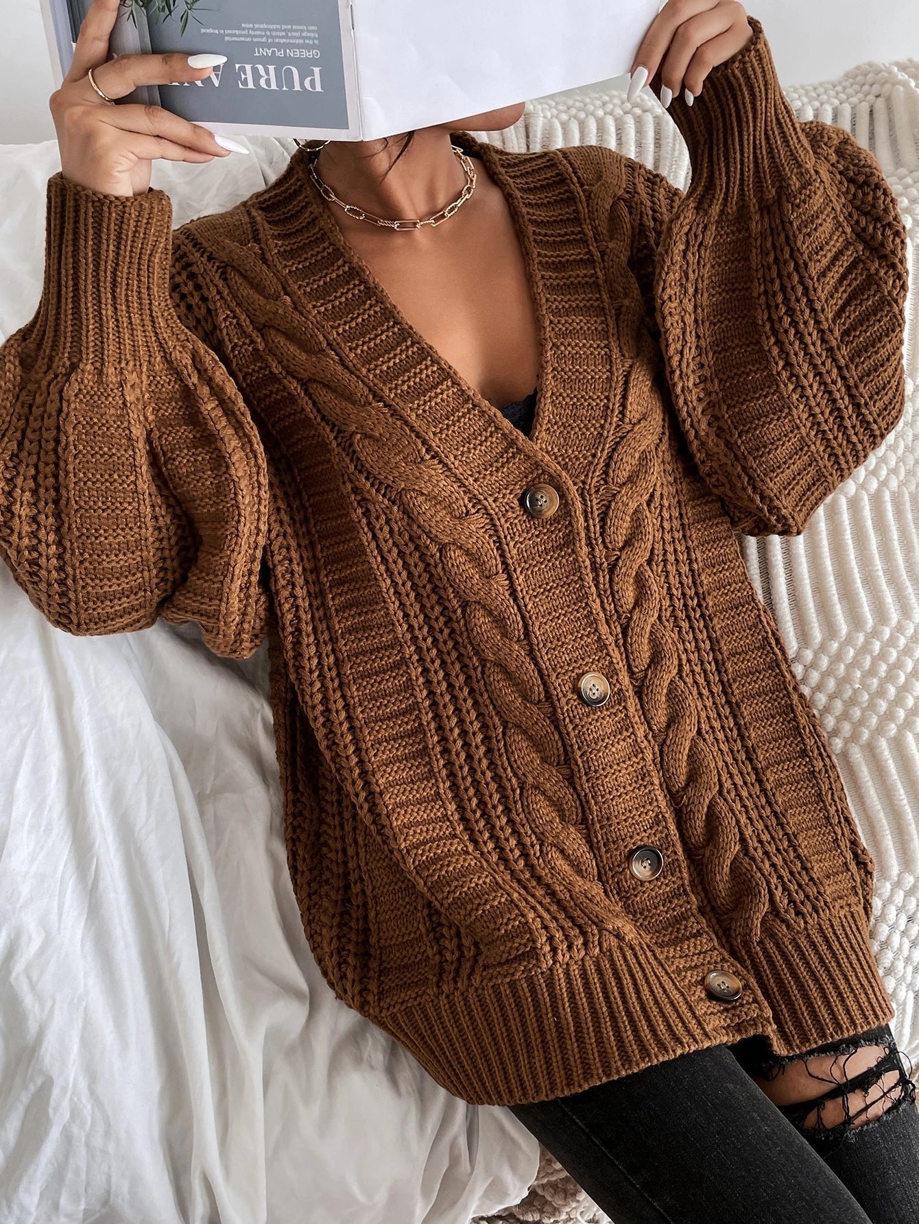 Barnsley™ | Chunky Cable Knit Cardigan | Oversized