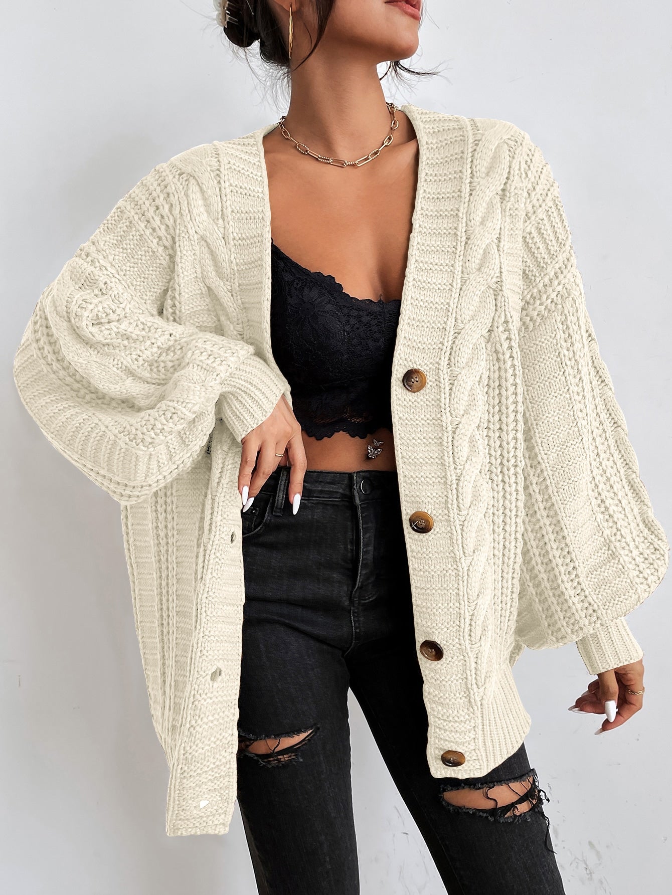 Barnsley™ | Chunky Cable Knit Cardigan | Oversized
