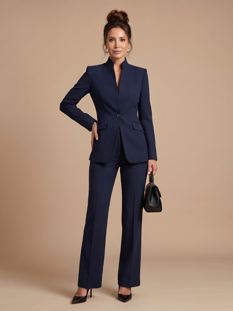 Karen | Women's Structured Stand Collar Tailored Suit