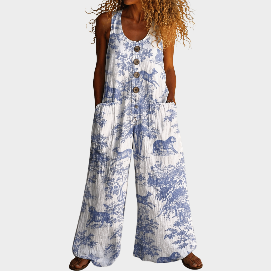Ravine™ | Toile Print Casual Jumpsuit