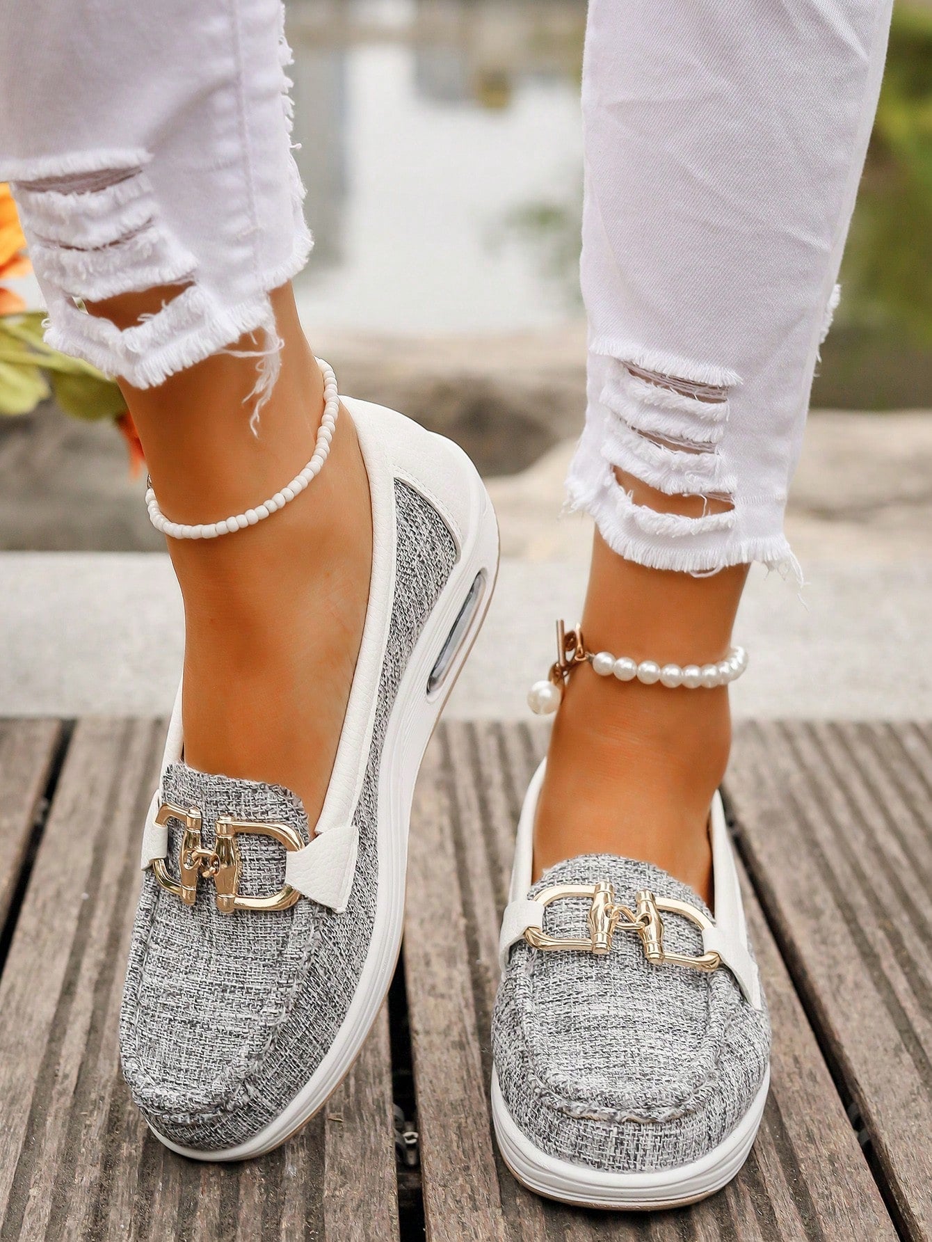 Rexelle™ | Flat Loafer with Gold-Tone Buckle