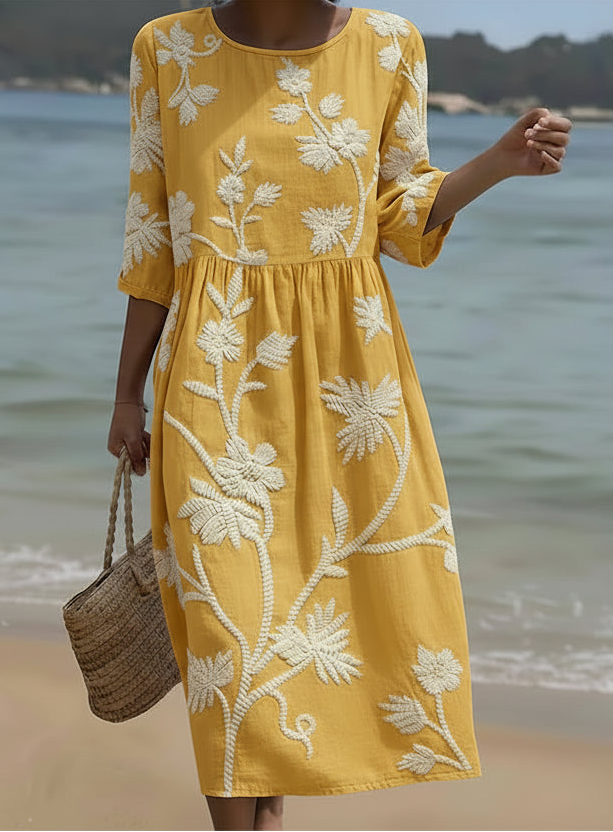 Celandine™ | Women's Floral Embroidered Midi Dress