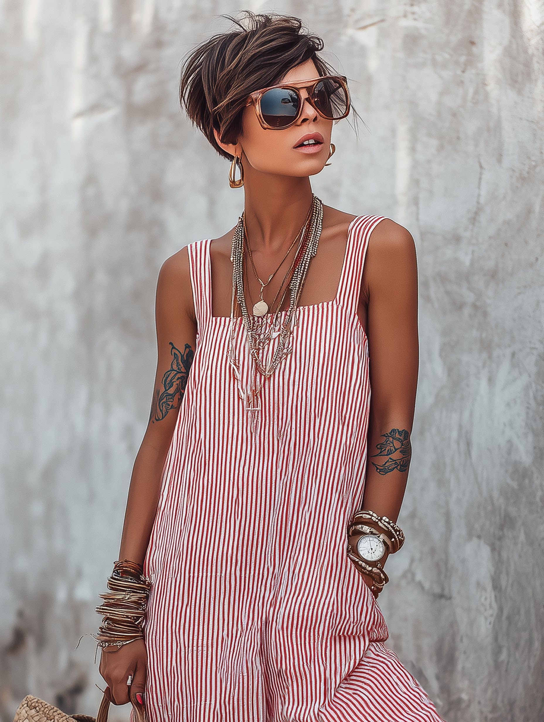 Romilda™ | Minimalist Striped Loose-Fit Square-Neck Sleeveless Jumpsuit