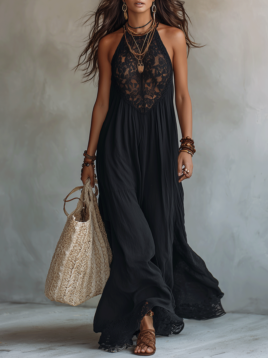 Abrienne™ | Bohemian Sleeveless Soft Drape Statement Evening Maxi Dress