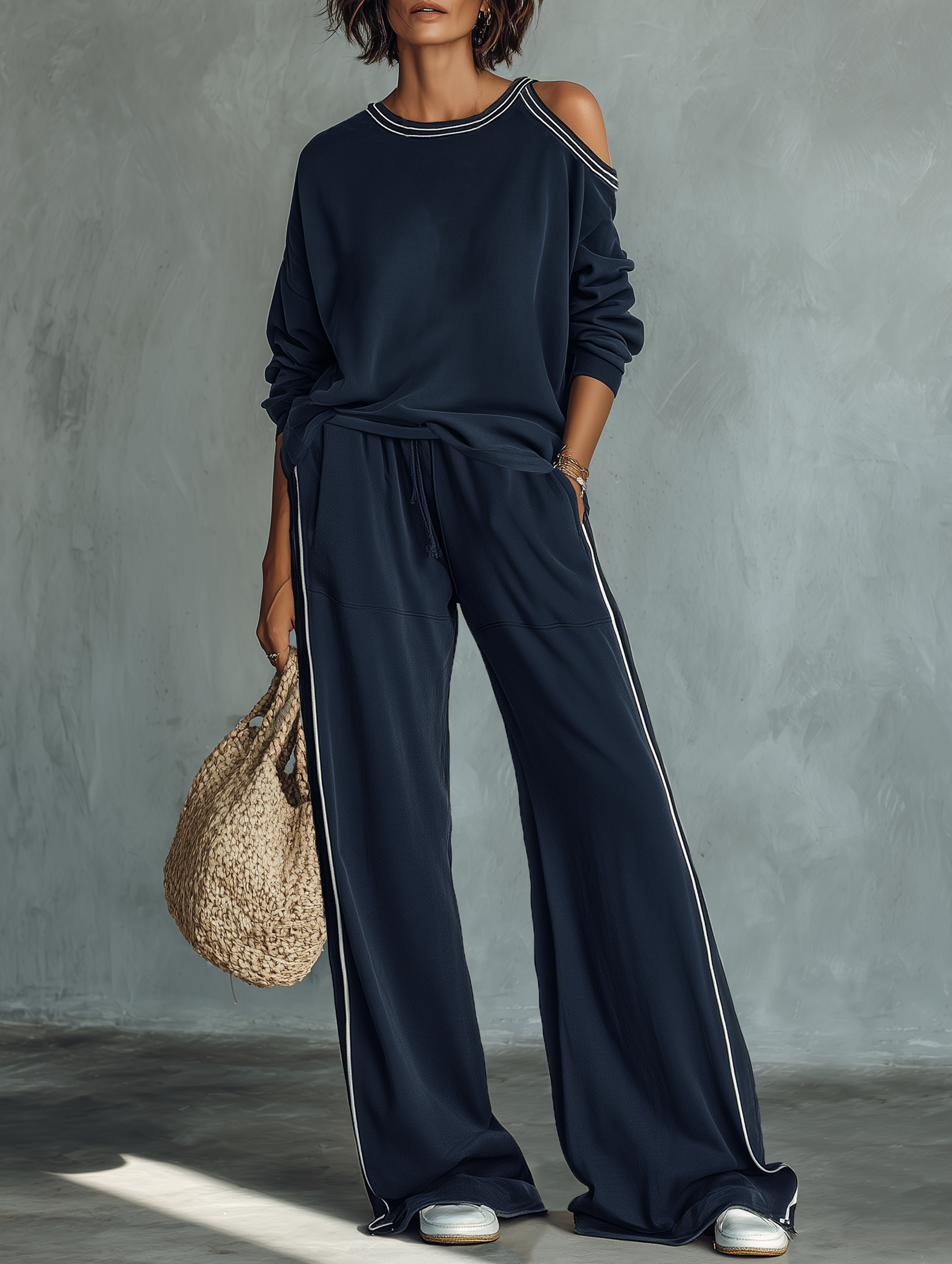 Varlinda™ | Cold-Shoulder Sweat Set