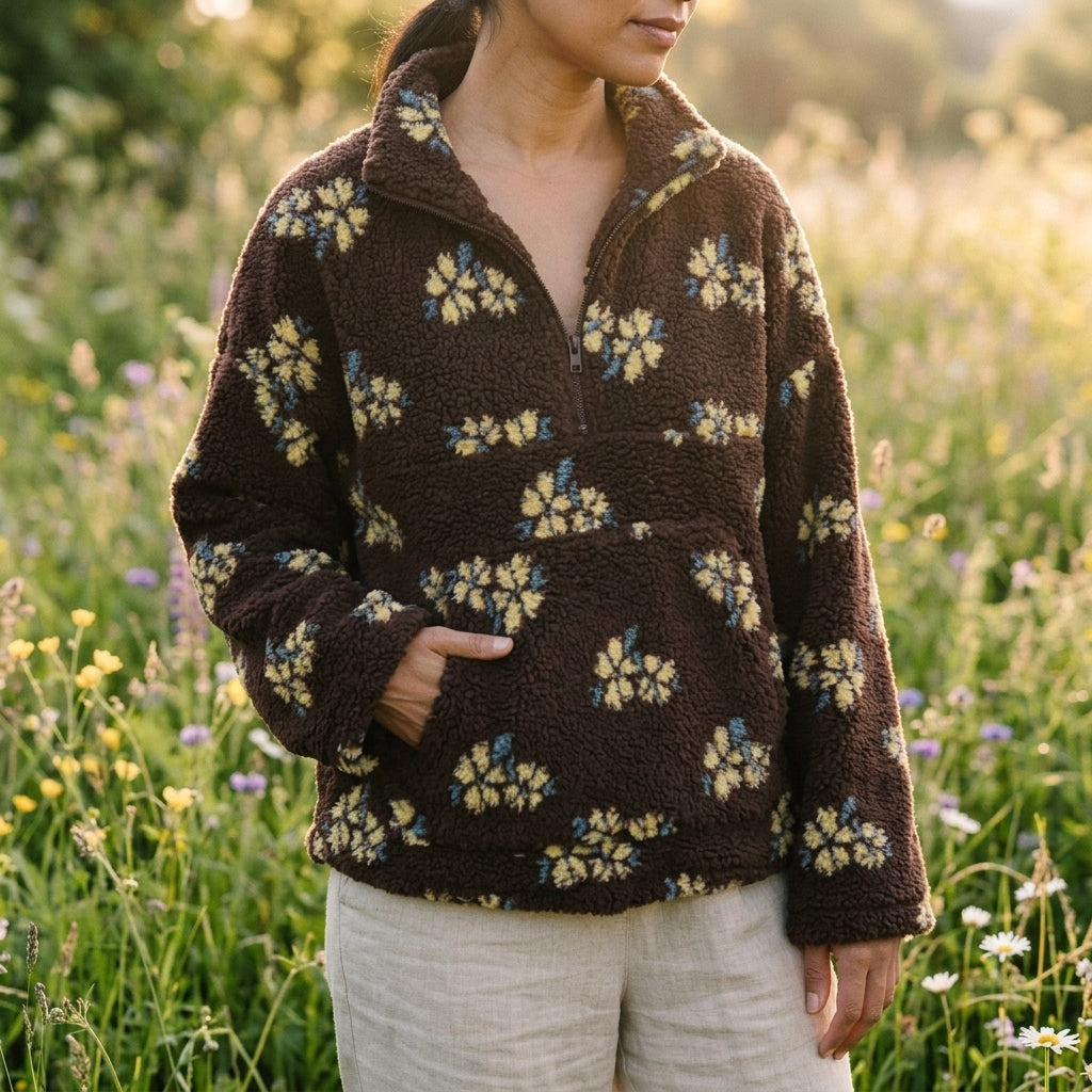 Velda™ | Floral Fleece Half-Zip Pullover