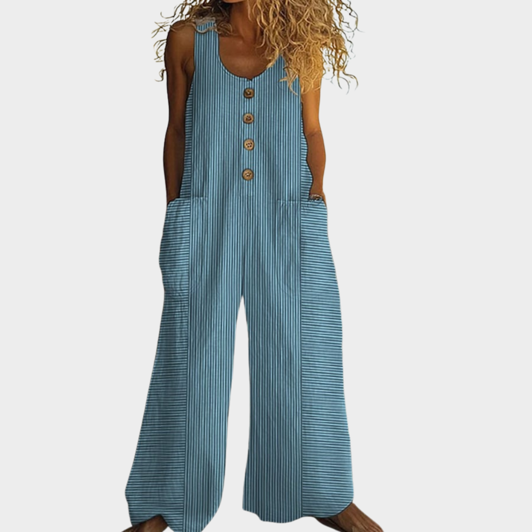 Evander™ | Striped Button-Front Jumpsuit