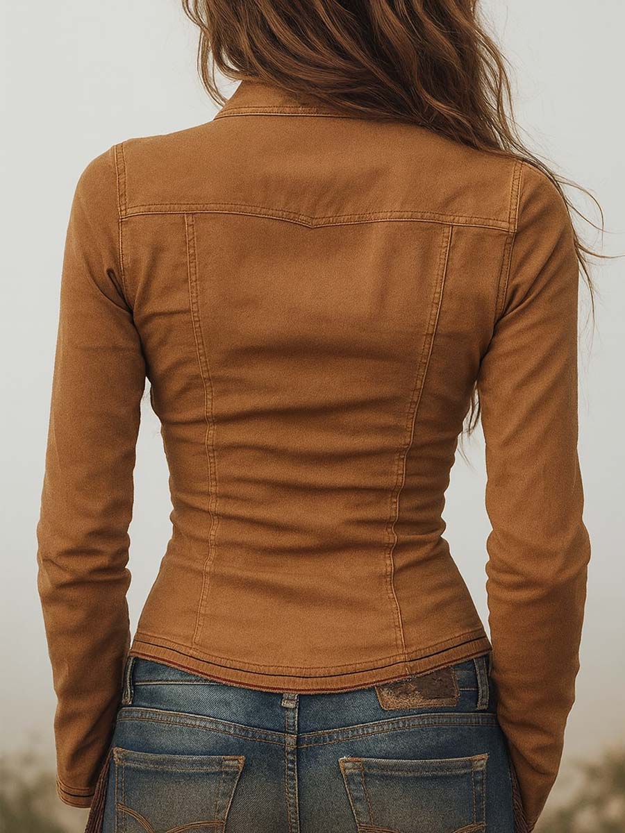 Leanna™ | Vintage Washed Button-Front Fitted Shirt