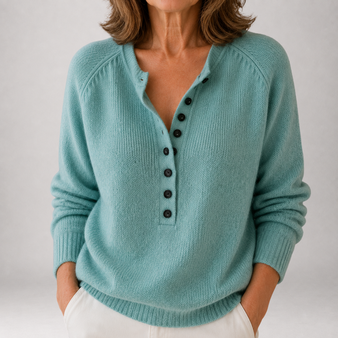 Bronte™ | Button Placket Henley Sweater