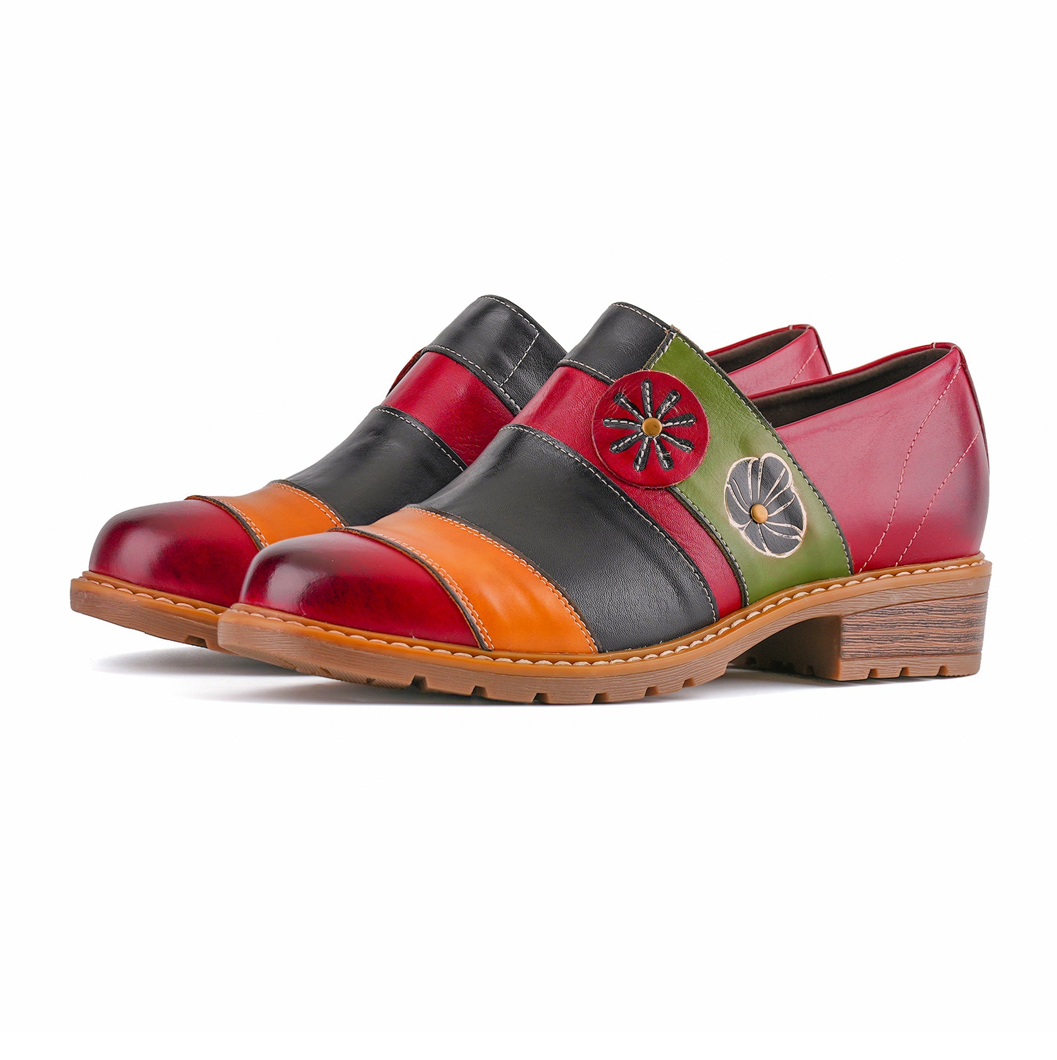 Vexlyn™ | Floral Color-Block Loafers