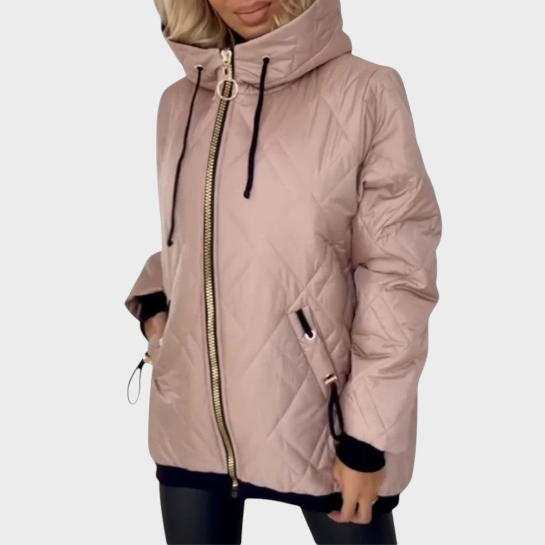 Jillrose™ | Quilted Hooded Zip Front Jacket