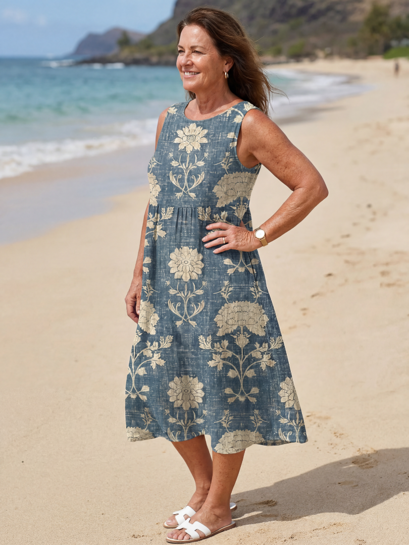 Vashelle™ | Shoreline Floral Midi Dress