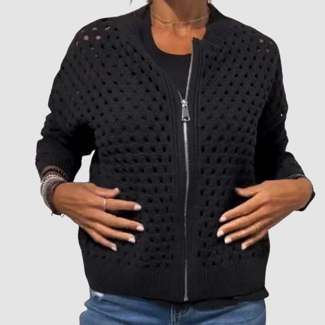 Stellwyn™ | Zip-Up Hollow Knit Cardigan