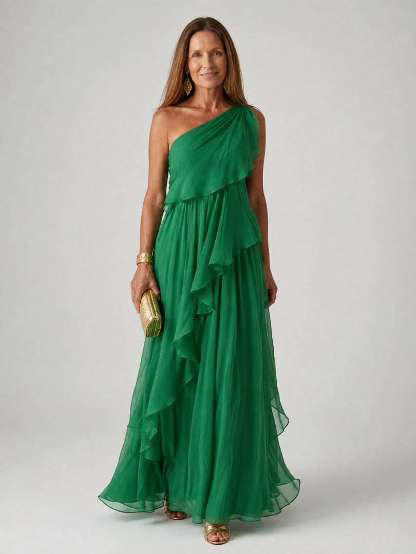 Verena™ | One-Shoulder Ruffle Maxi Dress