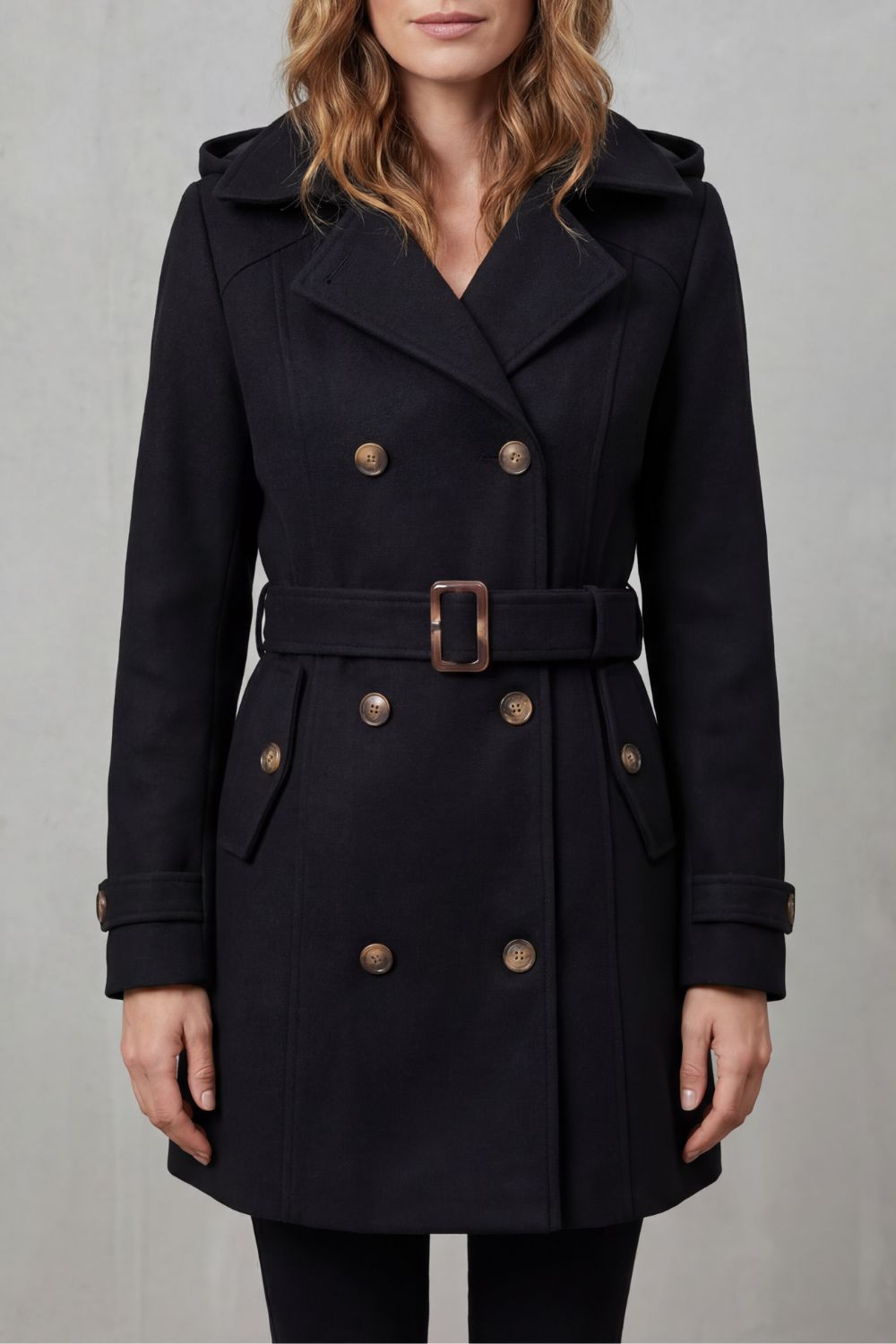 Women's Tailored Elegance Hooded Trench Coat