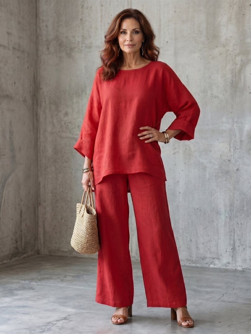 Avenelle™ | Oversized Tunic Wide Leg Pant Set