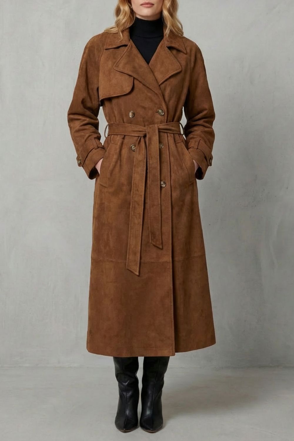 Women's Suede Elegance Trench Coat
