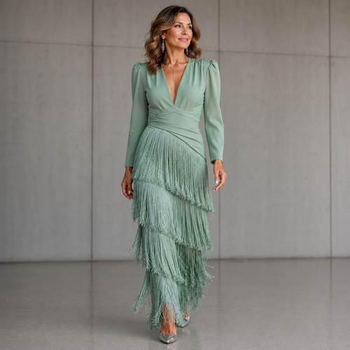 Isabeau™ | Tiered Fringe Maxi Dress