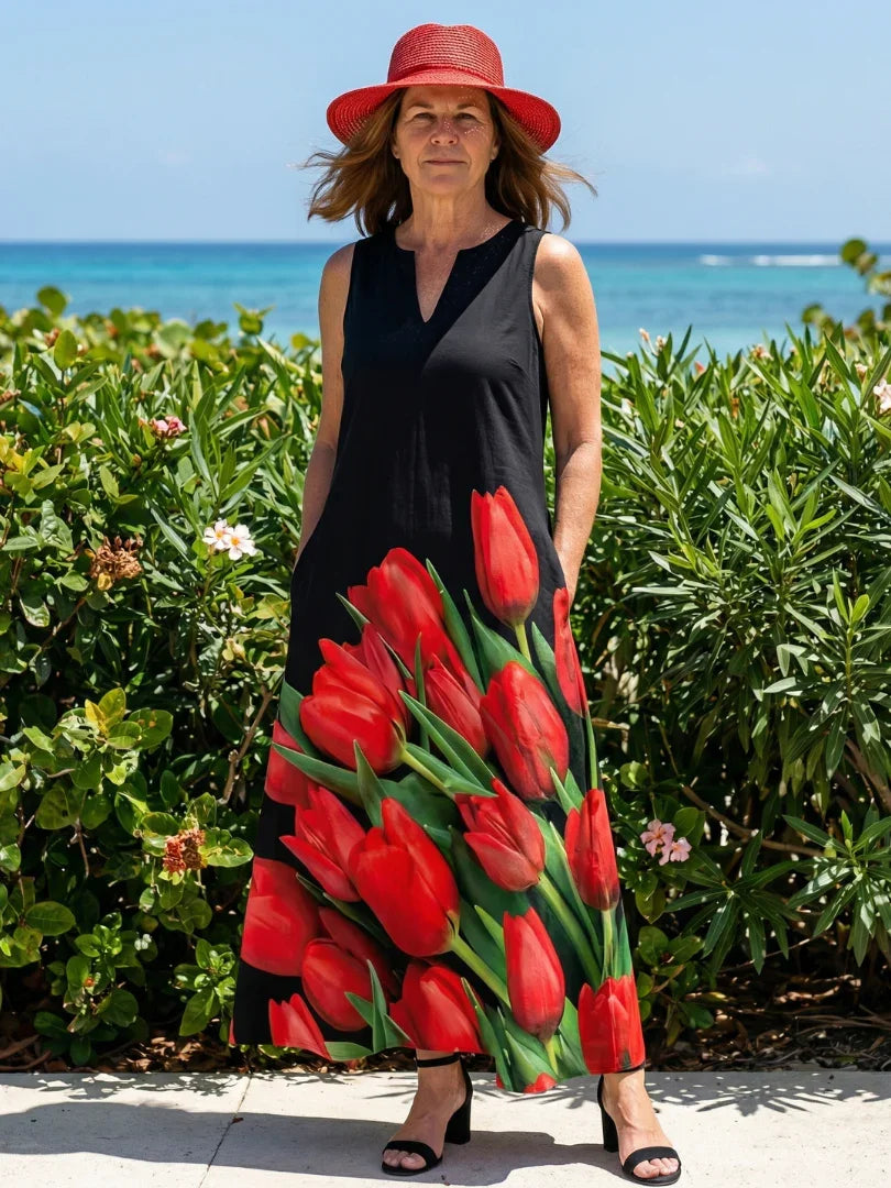 Florabel™ | Bold Tulip Maxi Dress