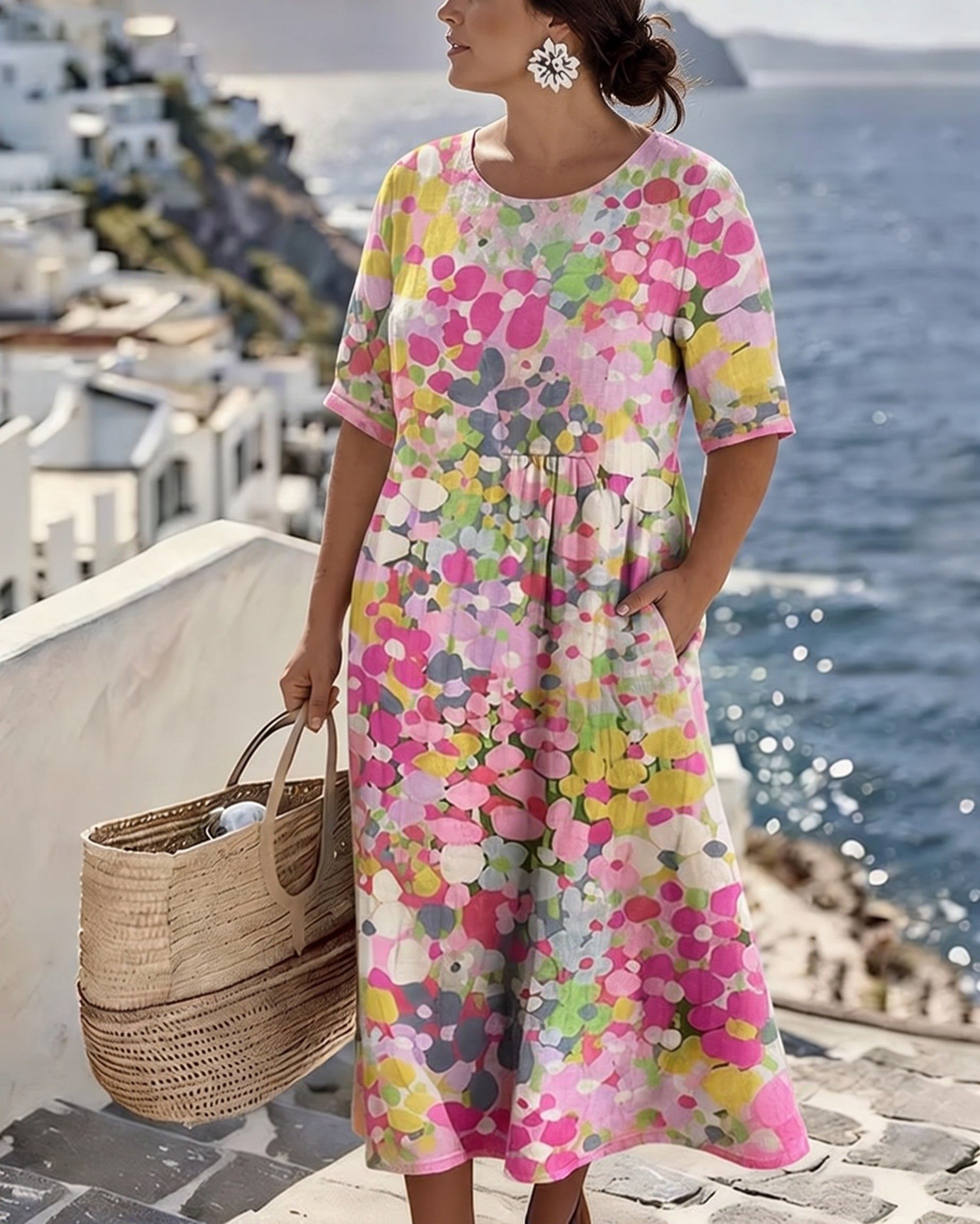 Floralie™ | Elegant Floral Summer Midi Dress