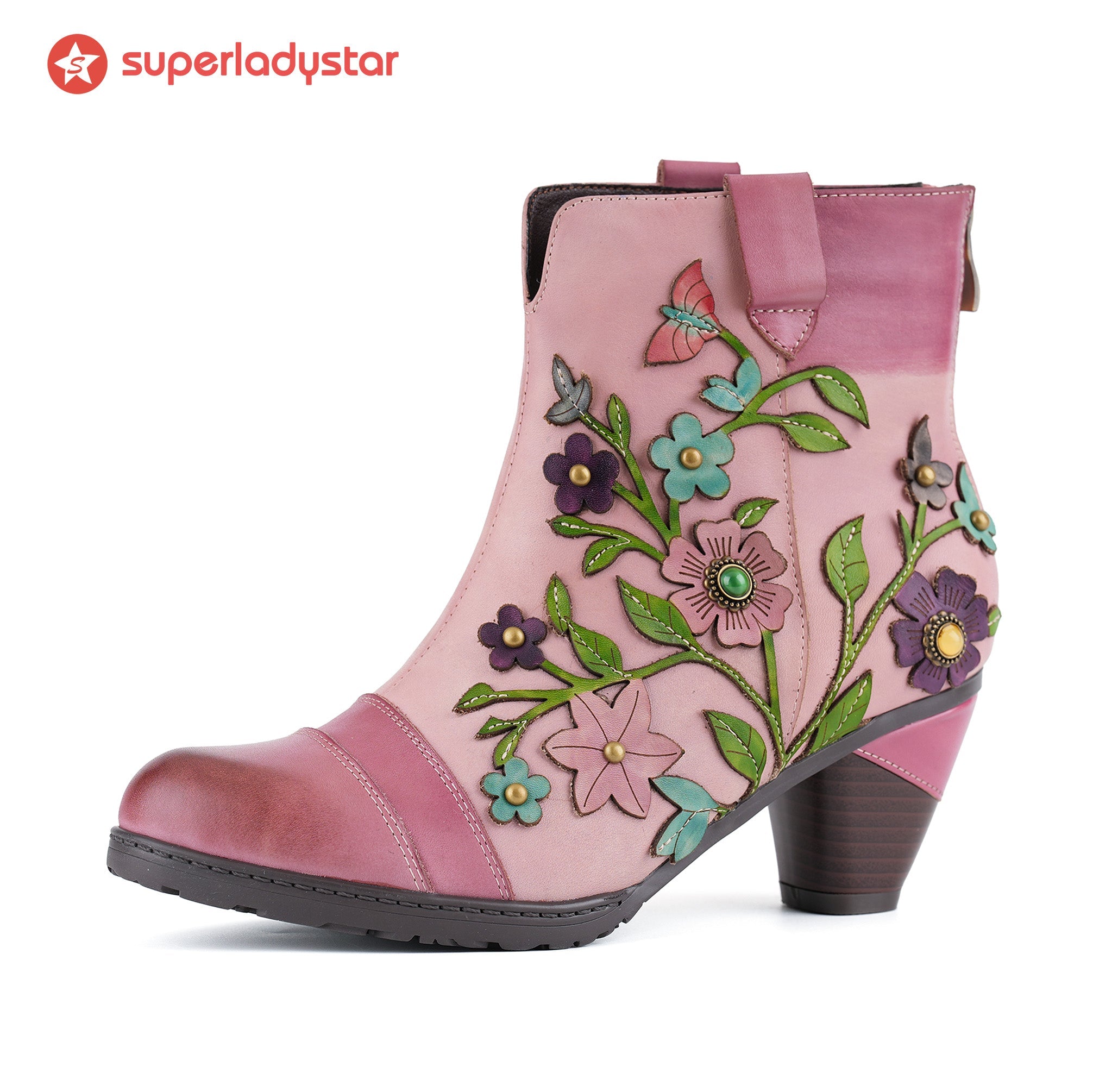 Rosevine™ | Floral Appliqué Ankle Boots