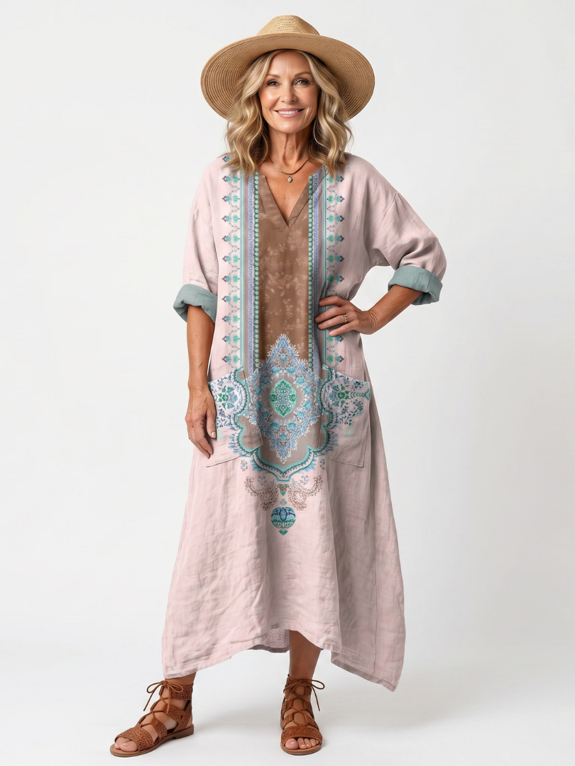 Fabiola™ | Designer Panel Relaxed Pocket Midi Dress