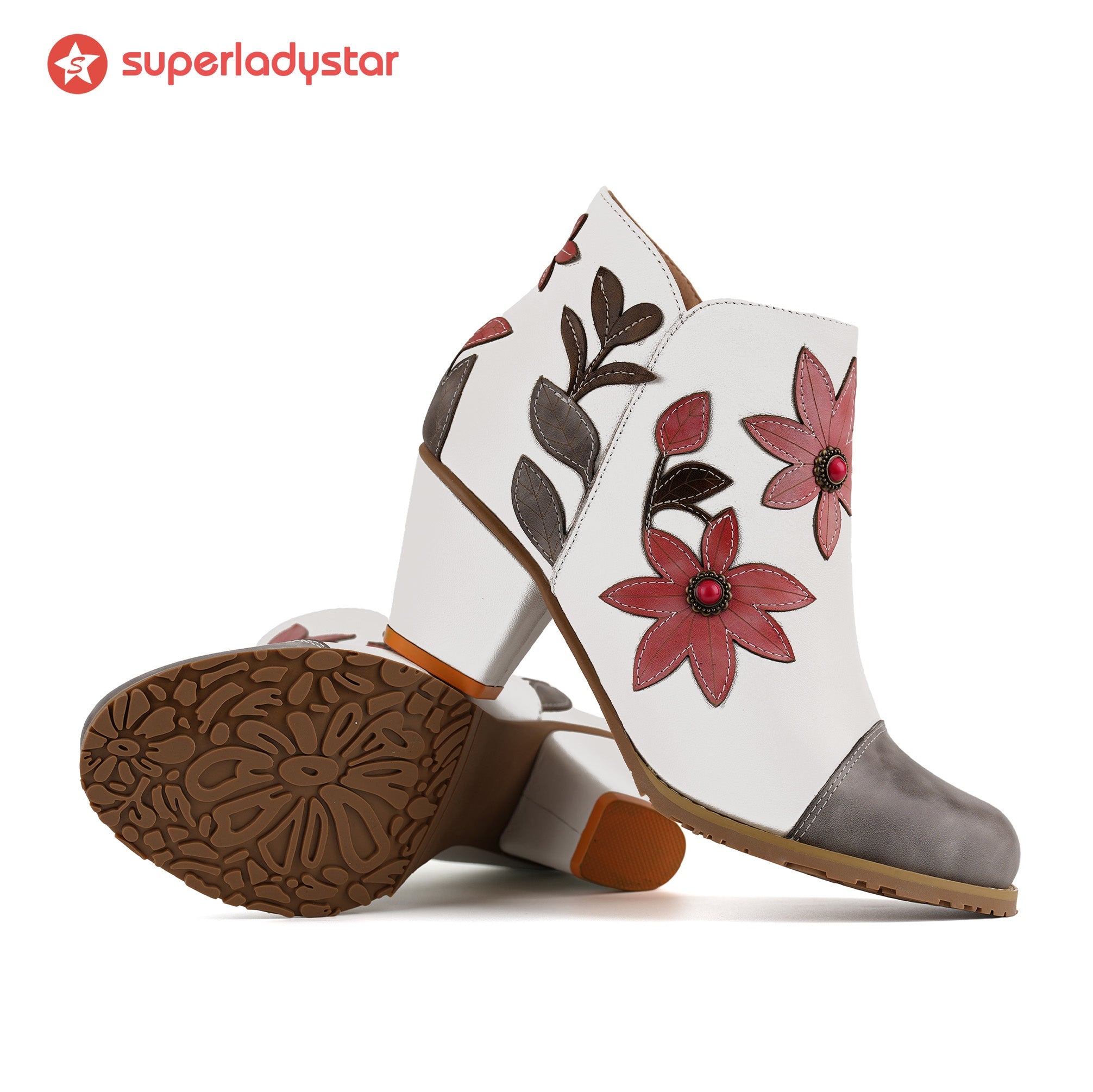 Everlyn™ | Floral Appliqué Ankle Boots