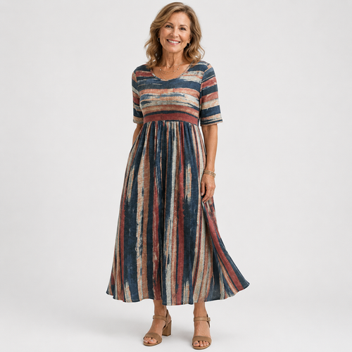 Julianna™ | Striped Empire Waist Midi Dress