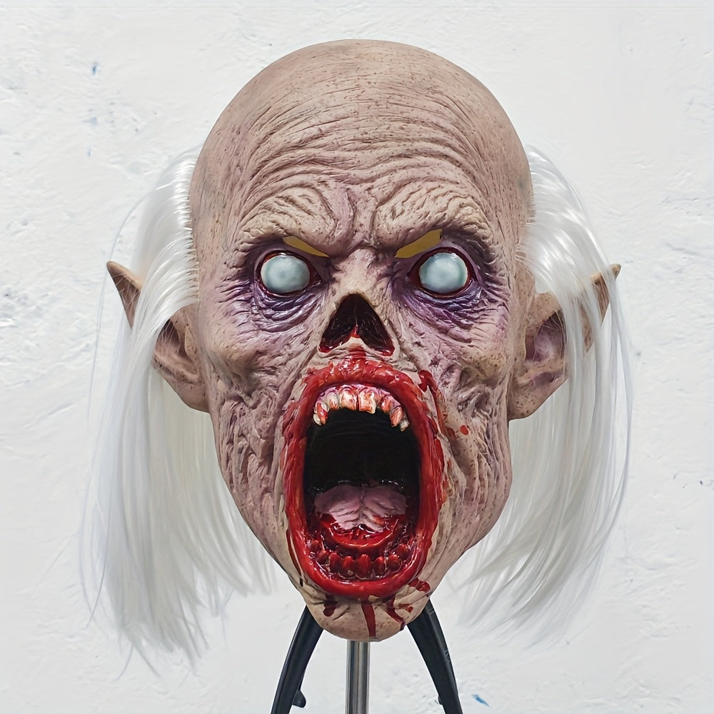 Women's Halloween White-Haired Vampire Mask
