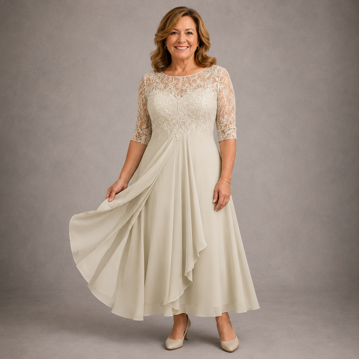 Lorraine™ | Lace Bodice Midi Dress