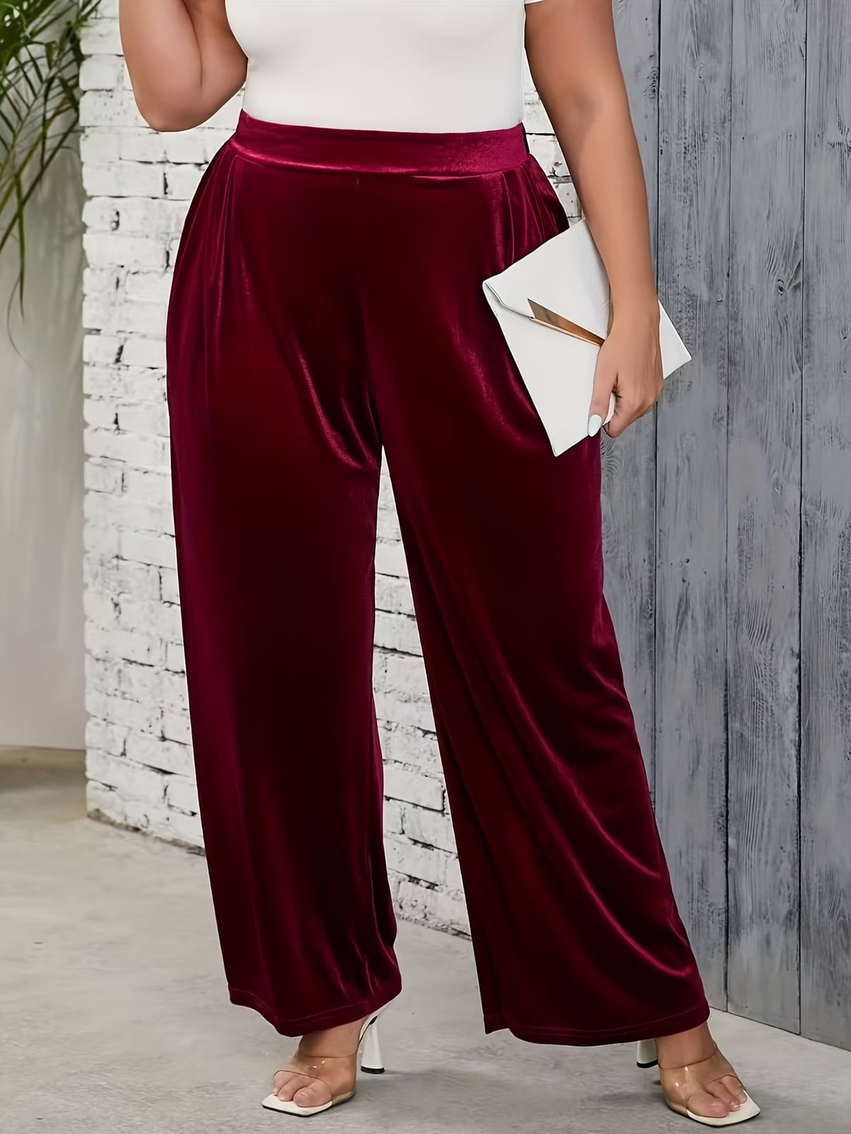 Fioretta | Wine Velvet Wide-Leg Trousers