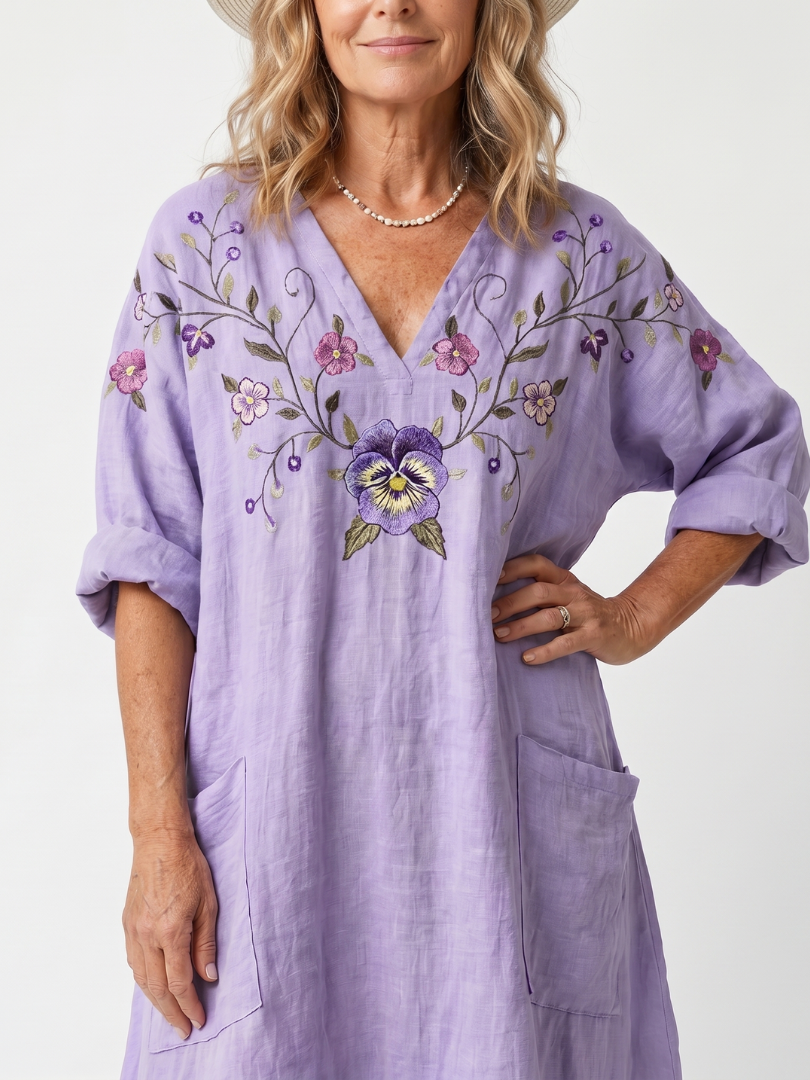 Pansy™ | Floral Oversized Pocket Midi Dress