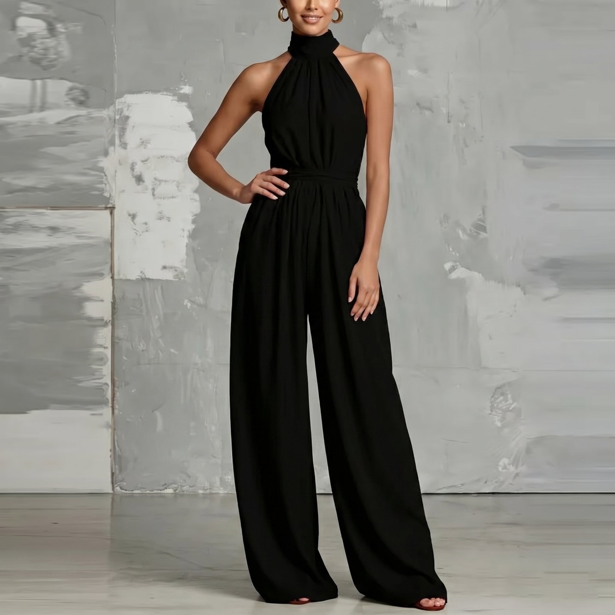 Laurel™ | Halter Neck Wide-Leg Jumpsuit