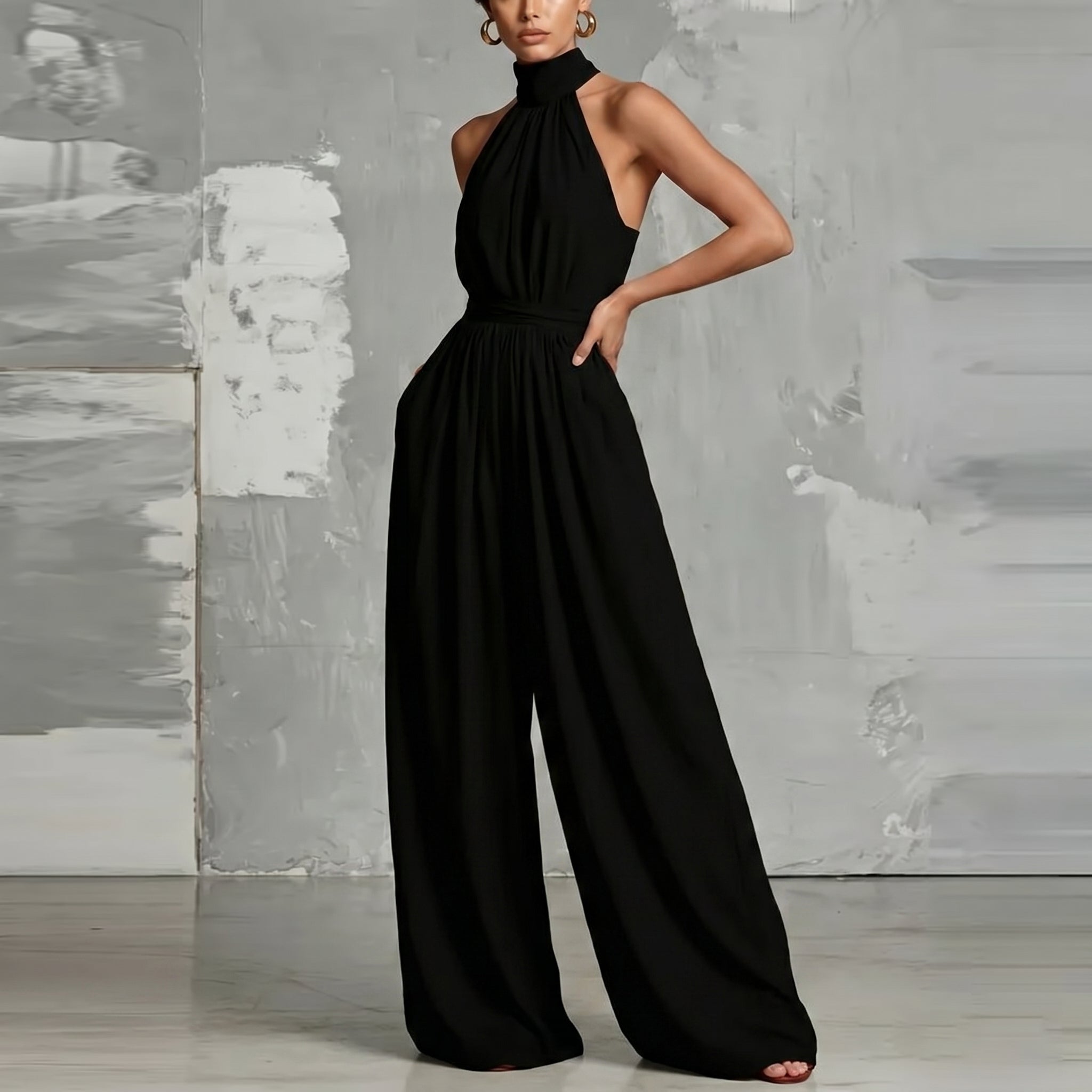 Laurel™ | Halter Neck Wide-Leg Jumpsuit