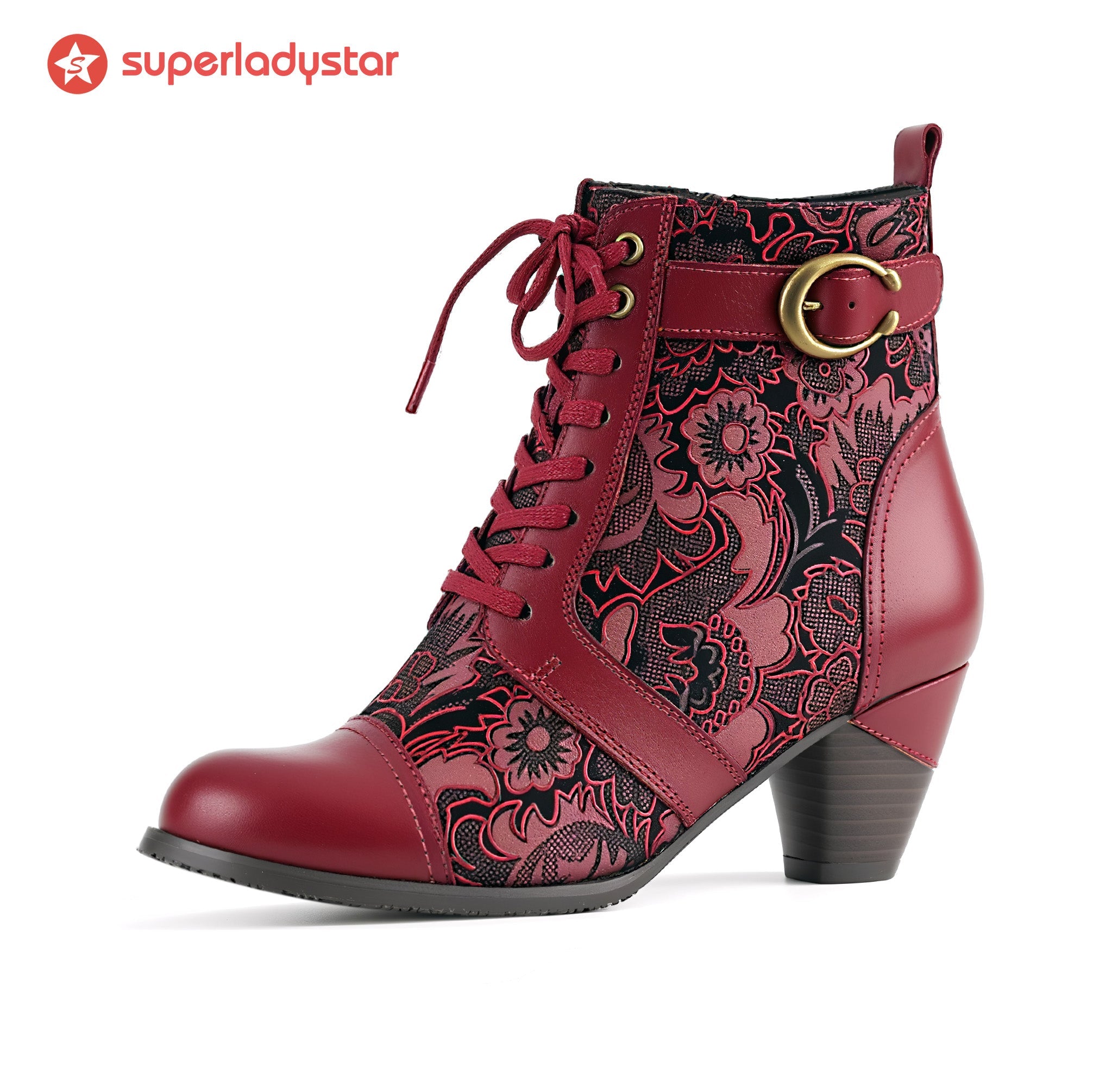 Bellancourt™ | Floral Lace-Up Ankle Boot