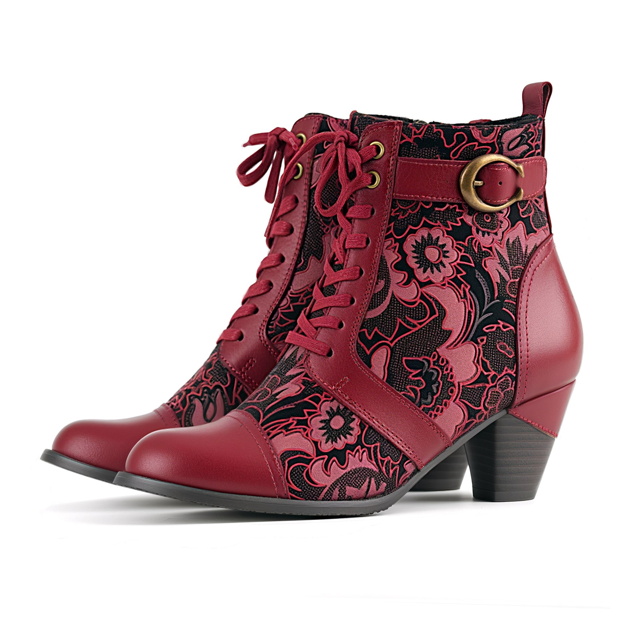 Bellancourt™ | Floral Lace-Up Ankle Boot